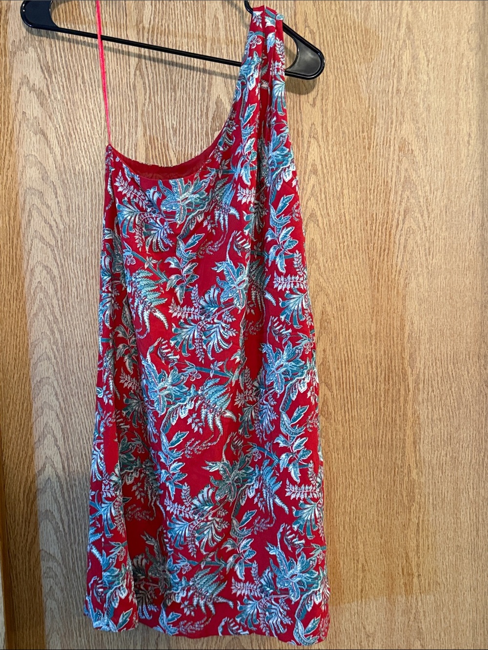 LOFT Red Floral One-Shoulder Slip